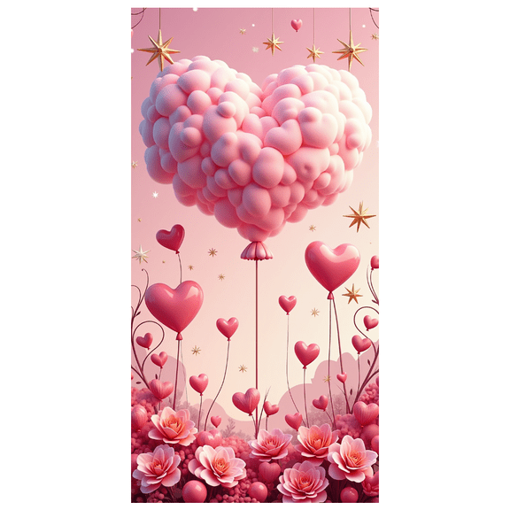 LUUFILx Romantic Valentine's Day Heart Balloon Background Banner Wedding Anniversary Party Decorations Celebration Supplies Photo Backdrop Love Events