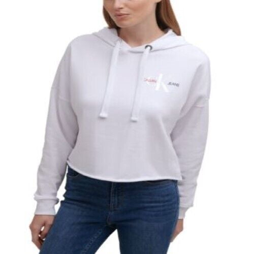Calvin Klein Jeans Women's Flag Patch Logo Hoodie Sweatshirt White S, $70  NWT 