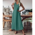 thumbnail image 5 of Summer Dresses for Women Cotton Linen Maxi Dress Casual Sleeveless Solid Long Sundress Lake Green M, 5 of 7