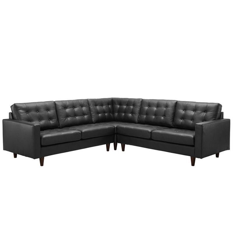 Modway Empress 3Piece Leather Sectional Sofa Set, Multiple Colors