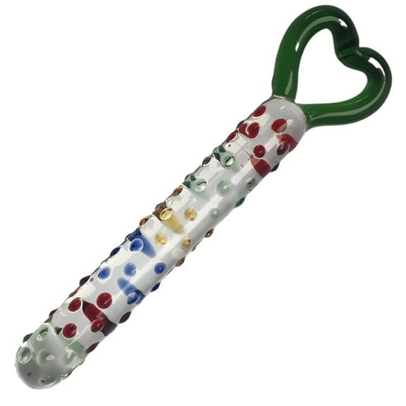 Green Heart Colorful Crystal Glass Body Massager Personal Massage Wand