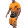 thumbnail image 1 of toraway Casual Men's Suits Regular Fit 42 Men's Summer Tracksuit Plus Size Short Sleeve O Neck Athletic Suit Casual Color Block Drawstring Waist Tracksuit Set XXXL, 1 of 4