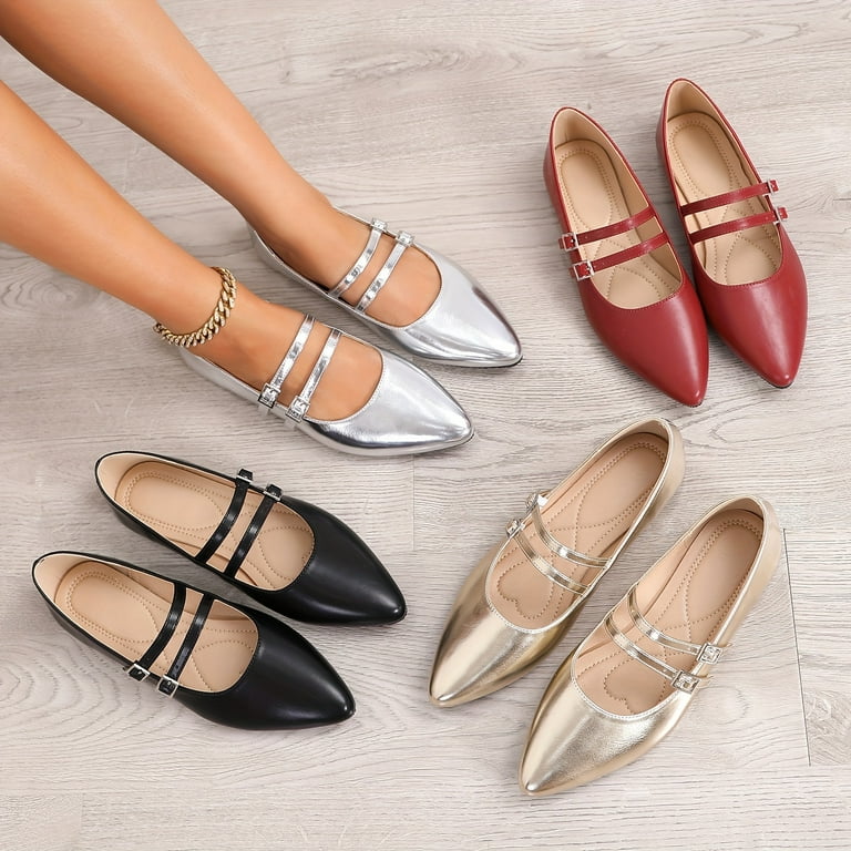 Chic Pointed Toe Flats with Secure Buckle Strap