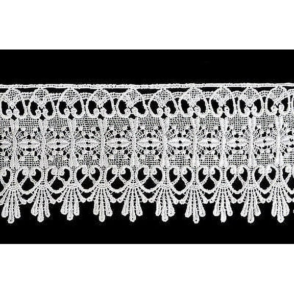 Lily 4-3/4 inches Wide White Beautiful Fine Venice Lace Ribbon Trim By Yardage