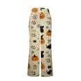 thumbnail image 6 of Domzest Halloween Womens Pajama Pants Pumpkin Ghost Bat Graphic Drawstring Elastic Waisted Sleepwear Wide Leg Cute Pajama Bottoms Khaki XXL, 6 of 6