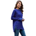 thumbnail image 2 of Innerwin Tee Col Rond T-shirt Femme Quotidien Couleur Unie T-shirt Ample Bleu m, 2 of 4