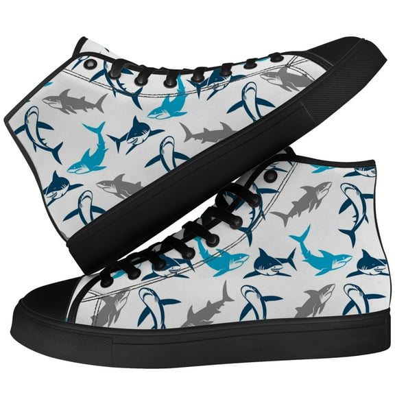 Aidianart Womens Shark High Top Shoes High Top Canvas Sneakers Size 9.5