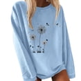 thumbnail image 4 of Gibobby Sudaderas con cremallera Sudadera sin sombrero a con cuello redondo y estampado de flores de pequeños dientes de león a la moda para mujer (Azul, XXL), 4 of 5
