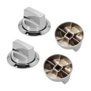 Electroplated Gas Grill Knobs,4-Pack Metal Replacement BBQ Control Knobs,Heat-Resistant Silver Accessories for Outdoor Cooking,Easy Installation,Universal Fit