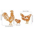 thumbnail image 3 of Juego de decoración de jardín al aire libre familiar de gallo de metal color óxido | Arte de patio de animales de hierro hueco de 3 piezas | Estacas de artesanía de césped | Acabado desgastado | 3, 3 of 6