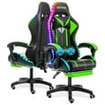 thumbnail image 4 of Hoffree Gaming Chair with Massage PU Leather Office Chair with Footrest and LED Light Ergonomic Gamer Chair Lumbar Support Adjustable Headrest High Back Computer Desk Chair for Home Office, 4 of 10