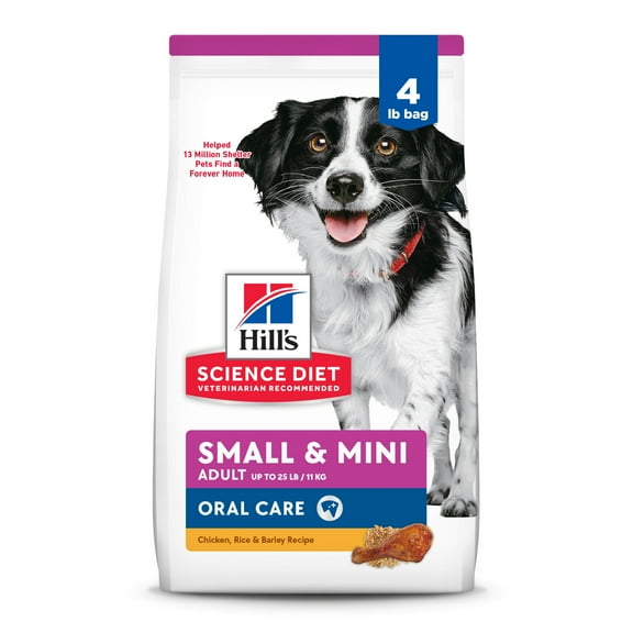 Hill's Science Diet Oral Care Chicken Dry Dog Food, 4lb Bag