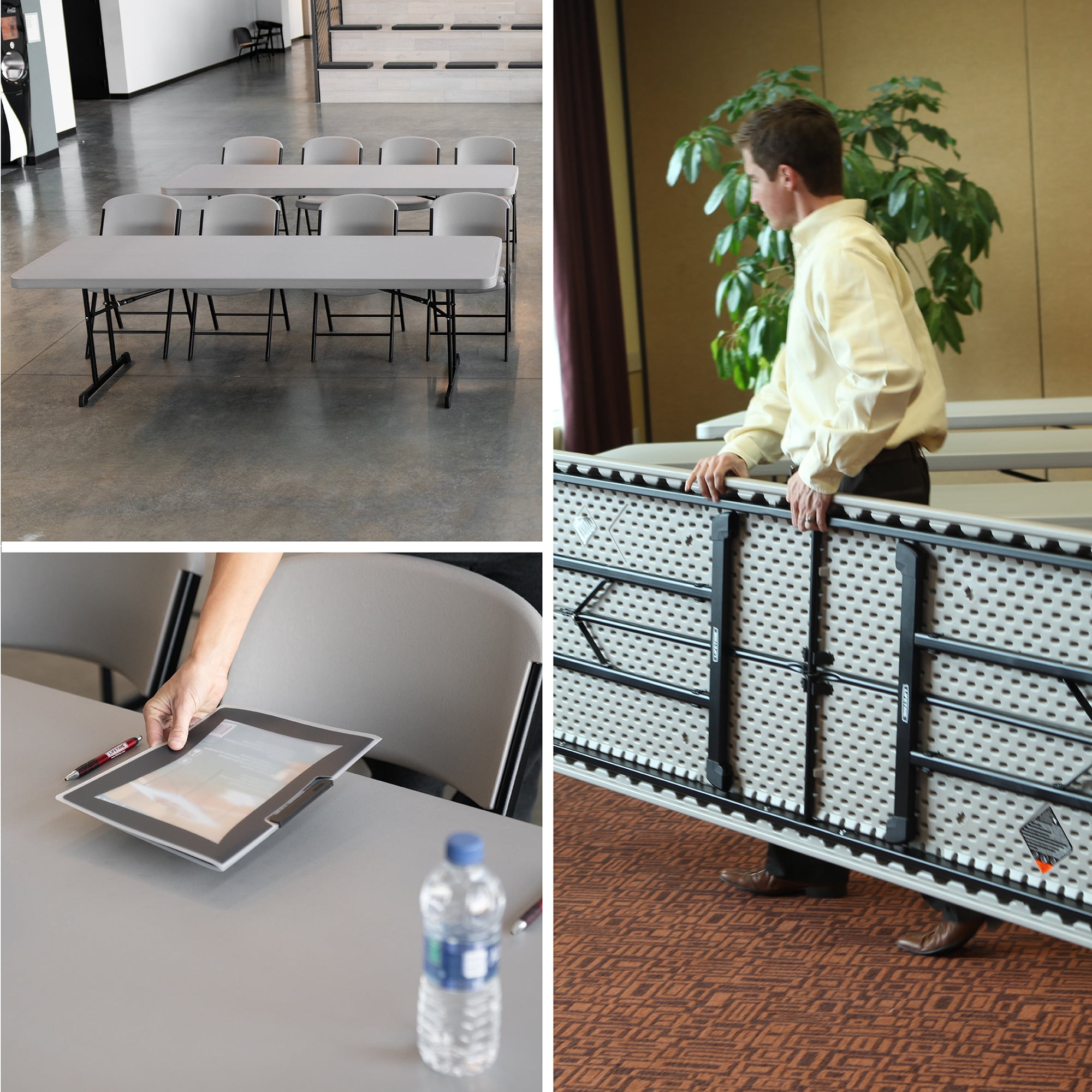 Lifetime 8 Foot Rectangle Folding Table, Indoor/Outdoor Professional Grade, Putty (80127)