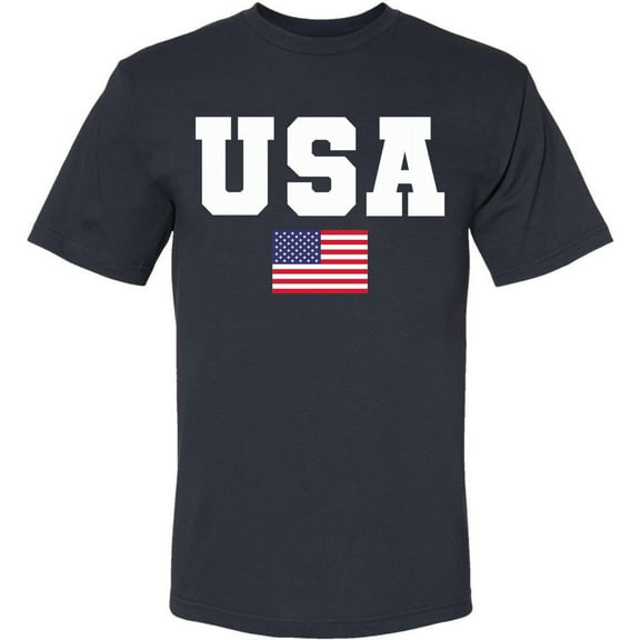USA Text Flag Printed T-Shirts | 4th of July United States of America Short Sleeve Patriotic Independence Day Shirt | Made in USA Tees
