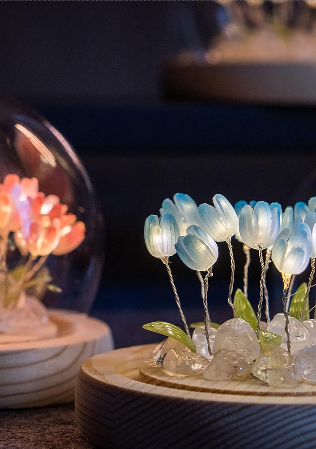 Tulip Lamp Gifts for Women, LED Tulip Crystal Glass Ball Night Light Bedroom Decor Tulip Night Light for Birthday Anniversary Mother's Day Valentines Day
