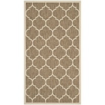 SAFAVIEH Courtyard Alyssa Geometric Indoor/Outdoor Area Rug, Brown/Bone, 2'7" x 5'
