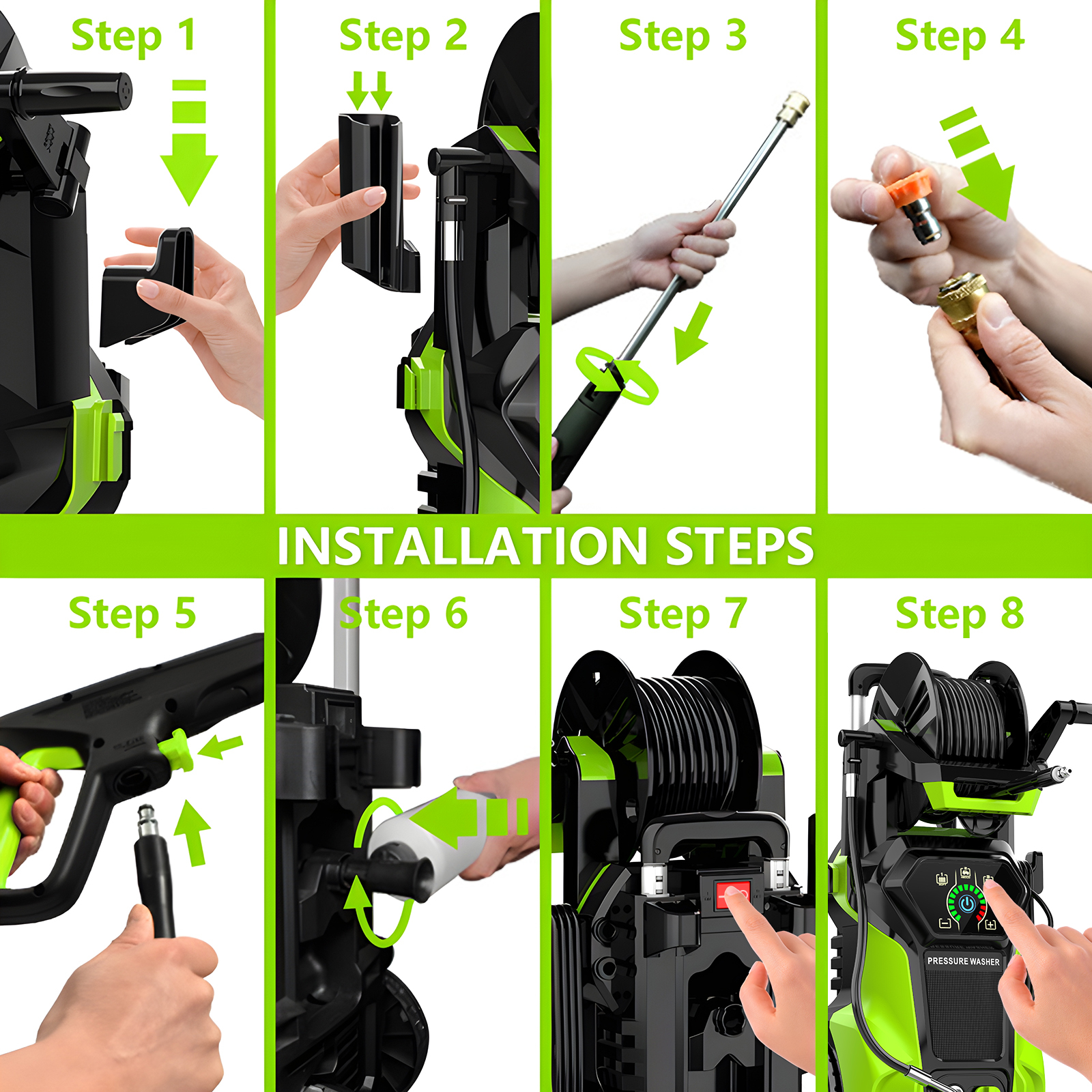 Fenbeli Electric Pressure Washer, 5000 PSI 3.2 GPM Touch Screen Adjustable Pressure, 4 Nozzles and Foam Cannon Power Washer Cleaning for Patio