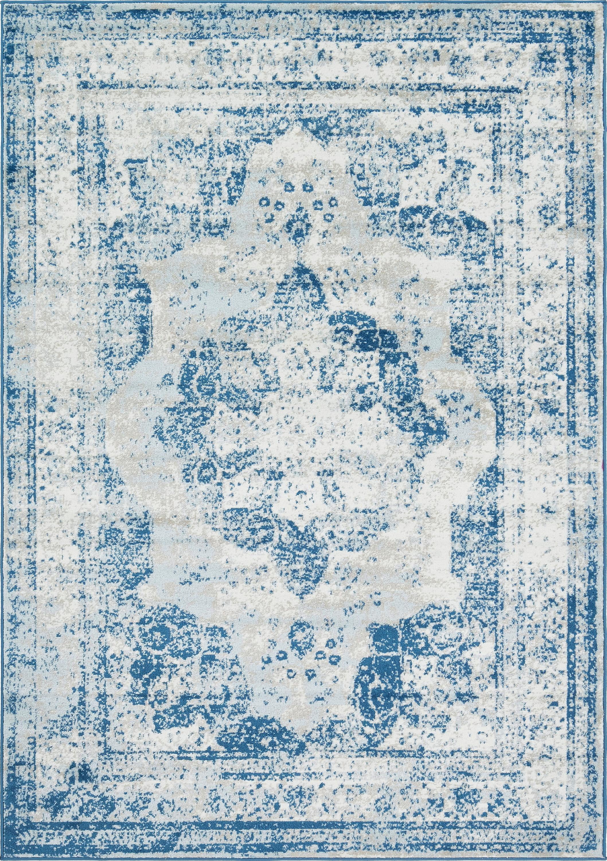 Unique Loom Sofia Distressed Traditional/Transitional Vintage Area Rug, Blue/OffWhite, 7' x 10