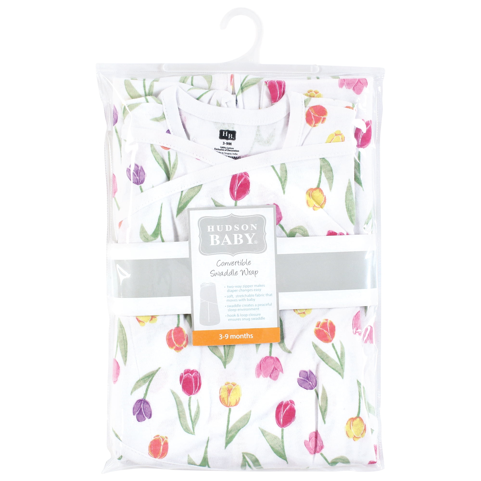Hudson Baby Infant Girl Convertible Swaddle Sleep Sack, Spring Tulips, 0-3 Months