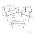 thumbnail image 4 of CorLiving SkyLine Cadre en Acier Ensemble de Conversation de Patio 4 Pcs avec Sièges en Maille - Causeuse, Chaises et Table à Dessus en Verre, Mobilier d'Extérieur, 4 of 8