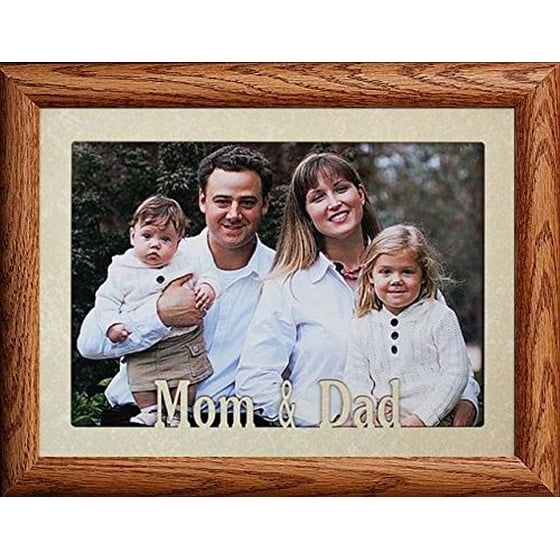 5x7 Jumbo Mom Dad Landscape Picture Frame Laser Cream Marbled Mat With Black