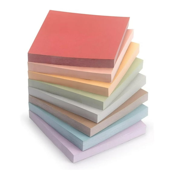 8 Pack Sticky Notes, Vintage Colors Sticky Tabs 3x3in, Self-Stick Notes Pads with Easy to Post for Home, Office, 80 Sheets/Pad