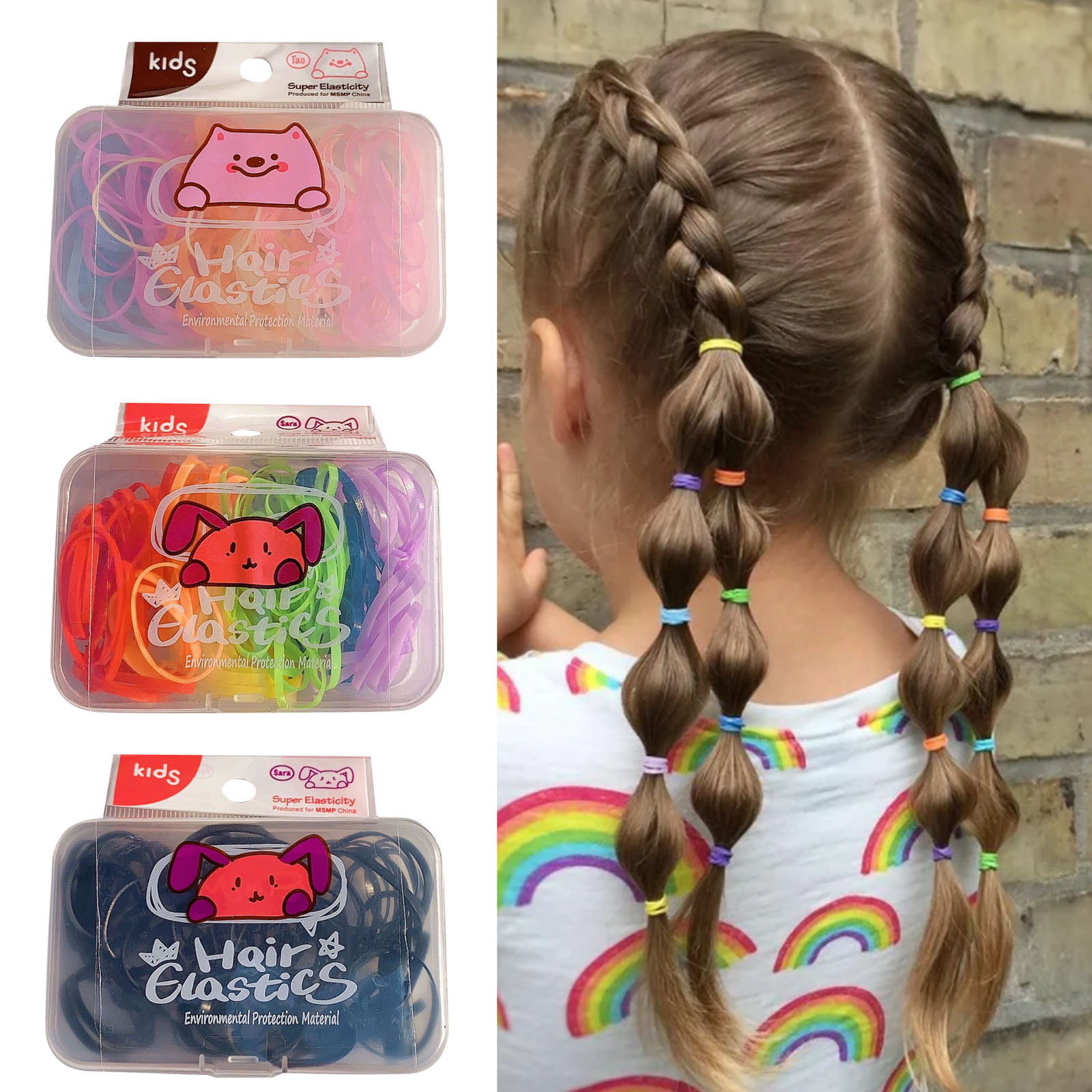 Digitek thick large size Hair Elastics Loom Bands kit for Girls Kids  hairstylist, Assorted Colours Tiny Rubber Bands Hair Accessories Elastic  Hair Ties (Multicolour Small pack) price in Saudi Arabia