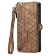 thumbnail image 2 of Funda de cuero con hebilla lateral y cremallera geométrica para Samsung Galaxy S21+ 5g (rosa), 2 of 5