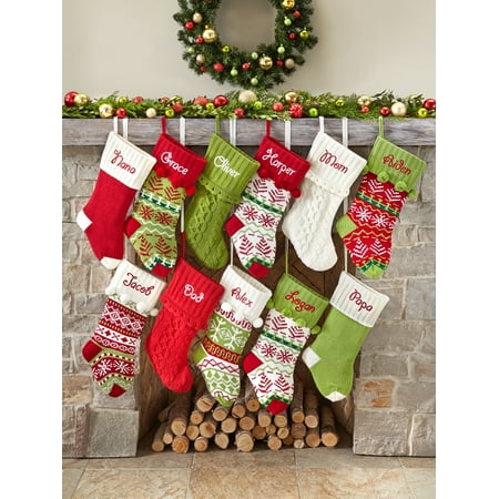 Personalized Snowflake Knit Christmas Stocking, Available in 11 Designs