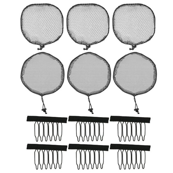 Miangastore 1 Ensemble de Bonnets en Filet Noir Élastique avec Cordon pour Queue de Cheval Outils de Fabrication de Perruques