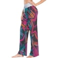 thumbnail image 2 of FREEAMG Women Pajama Pants Lounge Pants Long Stretch Comfy Sleepwear Colorful Graffiti Grunge Urban Style Stars Pattern, 2 of 7