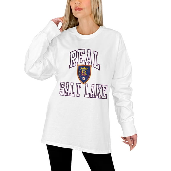 Women's Gameday Couture  White Real Salt Lake Oversized Long Sleeve T-Shirt