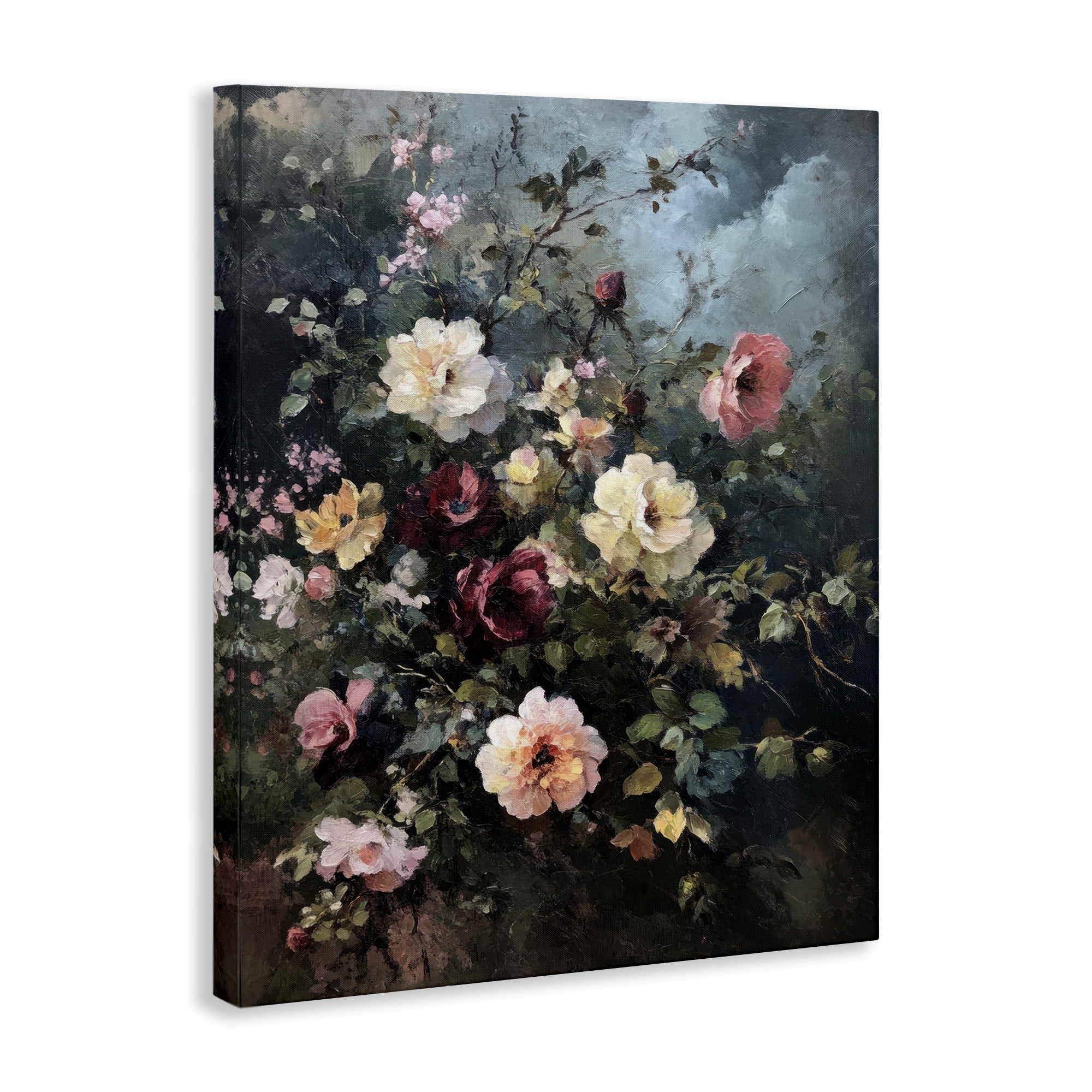 Stupell Industries Moody Dark Bouquet Plants & Flowers Painting Wrapped Canvas Art Print Wall Art, 16 x 20