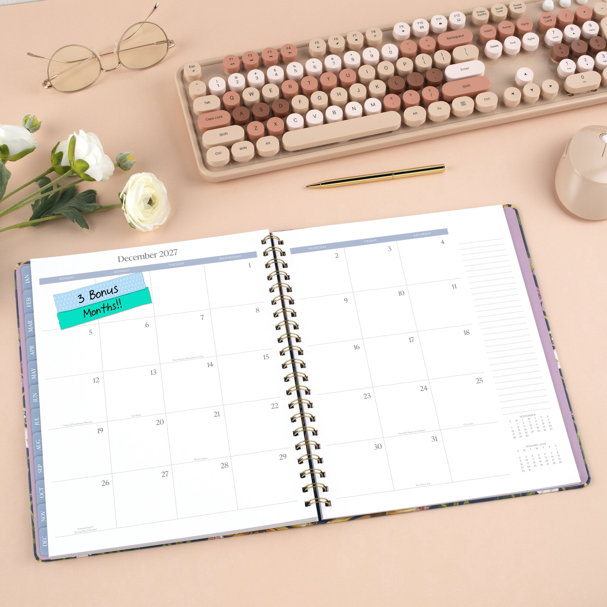 PenPillar for Mead Cambridge 2027 Weekly Monthly Planner Wildflower Large 8 12 x