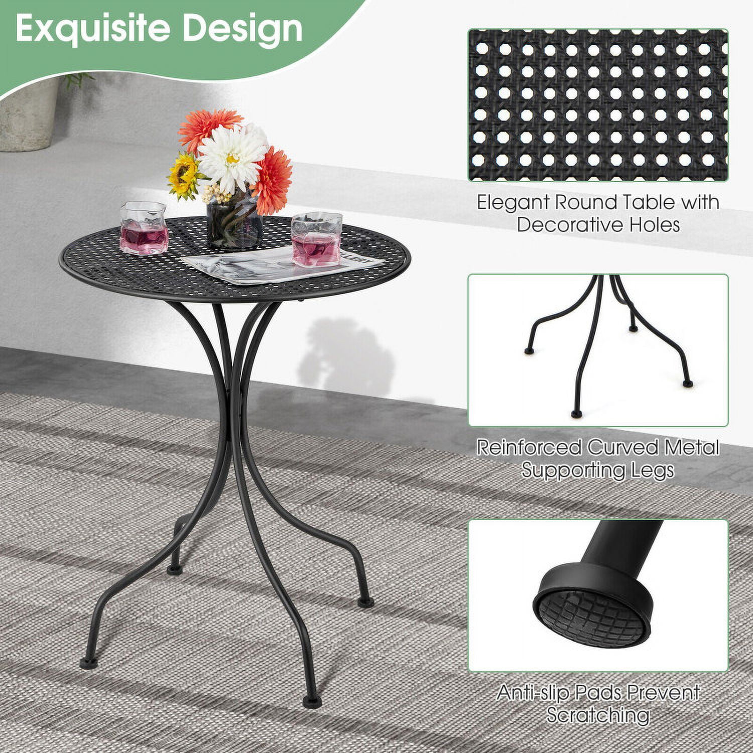 Aimee Lii 3 Pieces Patio Bistro Set Outdoor Conversation Furniture Table and Folding Chair, Outdoor Patio Furniture