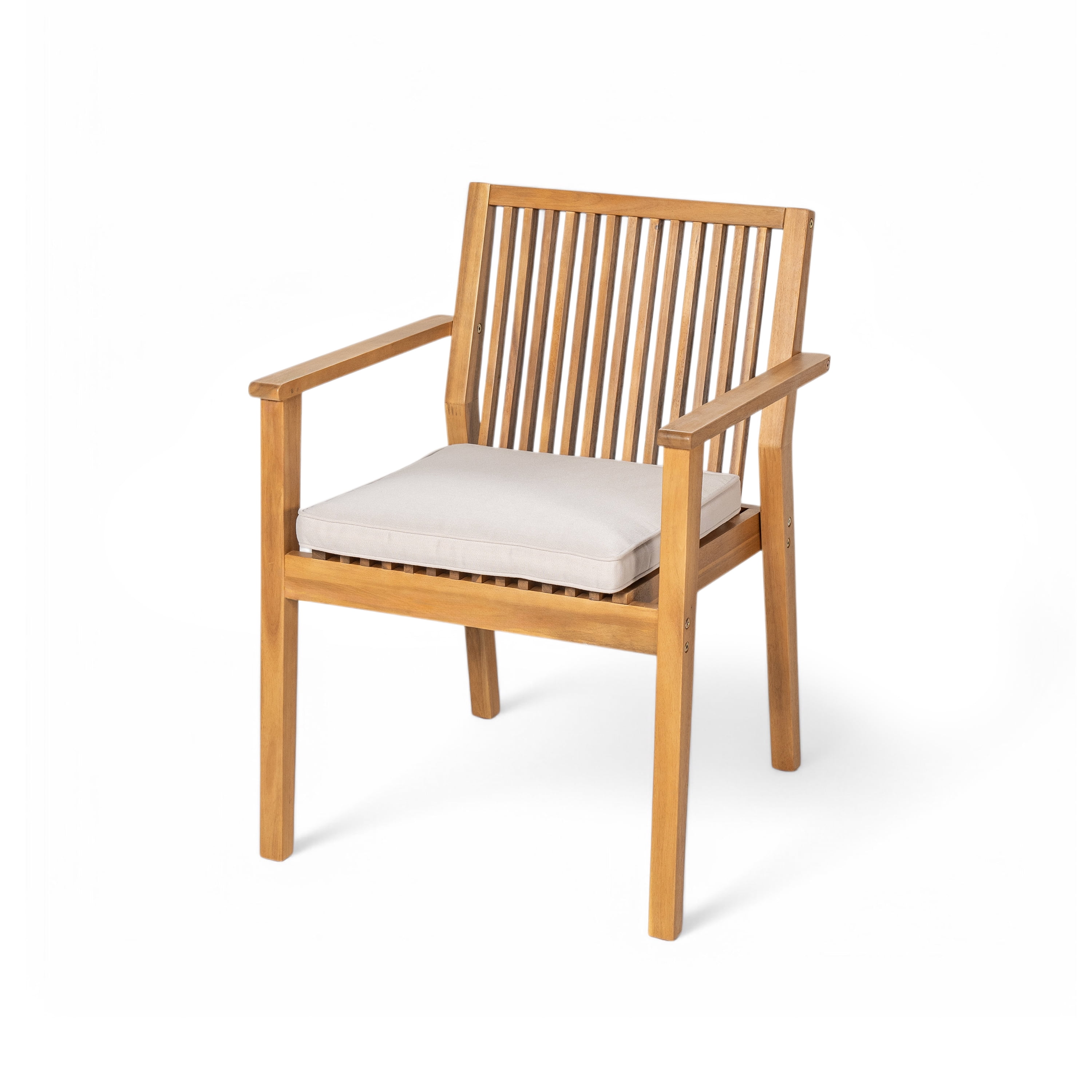 Euroco 2-Piece Outdoor Dining Chair Set with Waterproof Cushions, Acacia Wood Armchairs for Patio, Garden, or Balcony