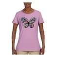 thumbnail image 2 of Colorful Butterfly Oh Butterfly On Whispering Wings Animal Lover Womens Graphic T-Shirt, Light Pink, Medium, 2 of 3