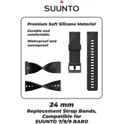Wearable4U Suunto 7 / Suunto 9 Soft Silicone Wristband Strap 24mm QuickFix (Black)