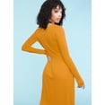 thumbnail image 4 of Made by Johnny Women's Comfy Casual Long Sleeve Flowy Dresses Loose Plain Dress with Pockets S MUSTARD, 4 of 6