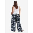 thumbnail image 2 of ellos Women's Plus Size Wide-Leg Soft Pants With Back Elastic - 5X, Navy Floral Print, 2 of 6