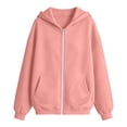 thumbnail image 5 of WQNVRNR Girls Zip up Hoodie- Long Sleeve Loose Warm Casual Kids Fall Sweatshirt Jackets Pink Size 12, 5 of 9