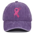 thumbnail image 2 of AJGRHE Unisex Cancer Publicity Ribbon Embroidered Baseball Caps Outdoor Sports Hop Denim Washed Hats Adjustable Daily Leisure Purple One Size, 2 of 4