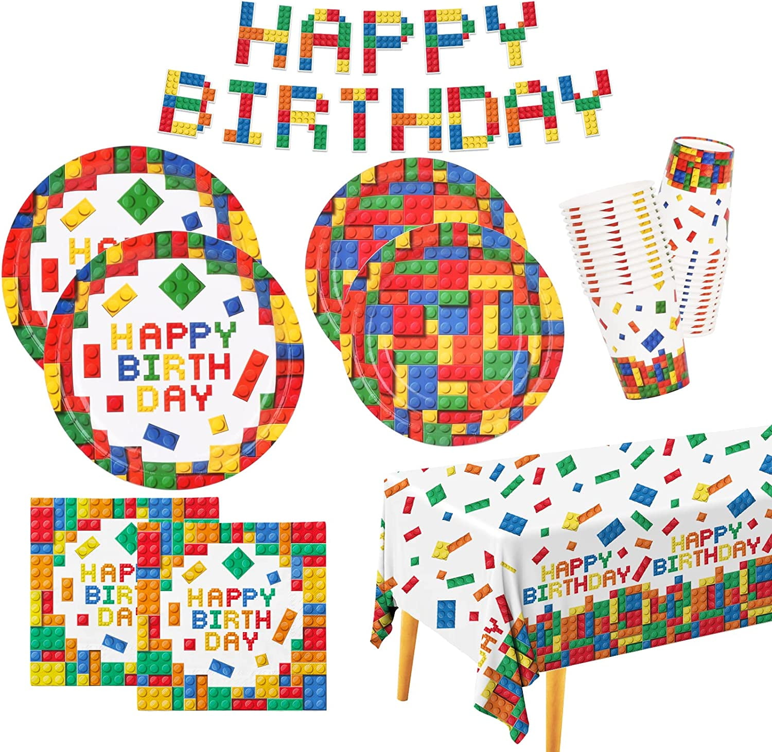 Lego City Party Supplies Set for 8 Plates Cups Napkins Cutlery Walmart
