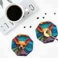 thumbnail image 4 of Fuzoiu Colorful Textured Chihuahua Print Leather Coasters Set,Drink Coasters Set of 4,for Tabletop Protection, Durable PVC Coasters,Home Décor and Housewarming Gift-Octagon, 4 of 6