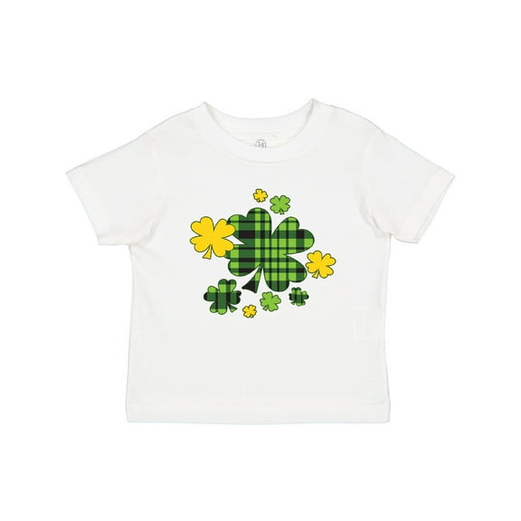 Inktastic St. Patrick's Day Plaid Green and Yellow Shamrocks Boys or Girls Baby T-Shirt