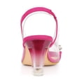 thumbnail image 2 of BLISSFUL STEP Women's Flower Rhinestone Slingback Clear Mid Heel Slip On Sandals Hot Pink 7, 2 of 7