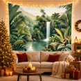 thumbnail image 3 of Tropical Waterfall in Misty Jungle, Serene Illustration for Nature Lovers, Botanical Wall Art, Housewarming Gift, Tapestry Wall Hanging for Bedroom and Living Room, 3 of 7