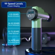 Cshidworld Deep Tissue Massage Gun, Upgrade 99 Speed Back Massager with 10 Massages Heads & Silent Brush Motor, Percussion for Pain Relief, Quiet Electric for Relaxation - Green