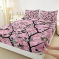 thumbnail image 3 of Feelyou Rustic Branches Queen Sheet Sets for Teen, Farmhouse Leaves Flat Sheet, Pink Cartoon Plant Queen Fitted Sheet, Lightweight Room Decor, 4 Pieces, 3 of 7