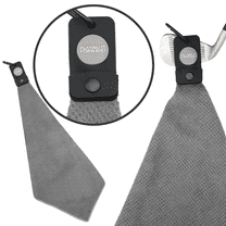 Magnetic Waffle Weave Microfiber Golf Towel with Clip Gray